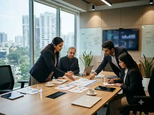 Business leaders holding a strategic conference meeting
