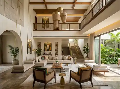 Modern luxury living interior with architectural design