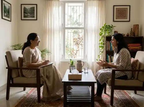 Counsellor having a supportive conversation with a client